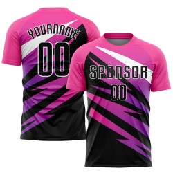 Custom Uniform Black-White Sublimation Pink Jersey Soccer Custom Uniform Black-White Sublimation Pink Jersey Soccer