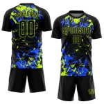 Black Jersey Green-Royal Soccer Neon Uniform Sublimation Custom Black Black Jersey Green-Royal Soccer Neon Uniform Sublimation Custom Black