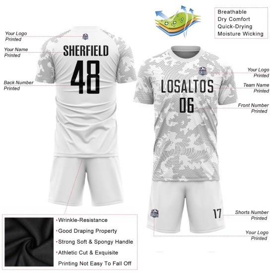 Custom Black Jersey Sublimation Uniform Soccer White Custom Black Jersey Sublimation Uniform Soccer White
