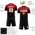 Jersey Soccer Uniform Custom Red Fade Fashion Sublimation White-Black Jersey Soccer Uniform Custom Red Fade Fashion Sublimation White-Black