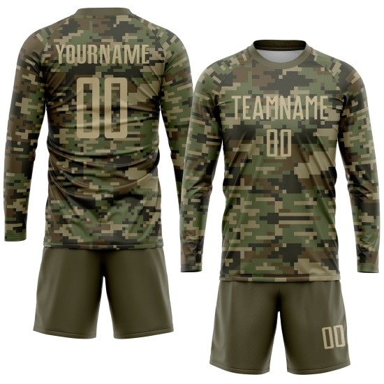 Sublimation Soccer Jersey Uniform Service Camo To Gold-Olive Custom Salute Vegas Sublimation Soccer Jersey Uniform Service Camo To Gold-Olive Custom Salute Vegas