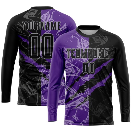 Sublimation Graffiti Jersey Black Pattern Purple-Gray Uniform Soccer Custom Scratch Sublimation Graffiti Jersey Black Pattern Purple-Gray Uniform Soccer Custom Scratch