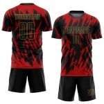 Custom Uniform Black-Old Red Jersey Sublimation Gold Soccer Custom Uniform Black-Old Red Jersey Sublimation Gold Soccer