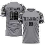 Custom Soccer Sublimation Black-Camo Uniform Jersey Gray Custom Soccer Sublimation Black-Camo Uniform Jersey Gray