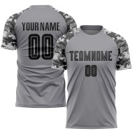 Custom Soccer Sublimation Black-Camo Uniform Jersey Gray Custom Soccer Sublimation Black-Camo Uniform Jersey Gray