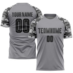 Custom Soccer Sublimation Black-Camo Uniform Jersey Gray Custom Soccer Sublimation Black-Camo Uniform Jersey Gray