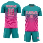 Uniform Teal Custom Soccer Pink-Cream Sublimation Jersey Uniform Teal Custom Soccer Pink-Cream Sublimation Jersey