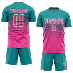 Uniform Teal Custom Soccer Pink-Cream Sublimation Jersey Uniform Teal Custom Soccer Pink-Cream Sublimation Jersey