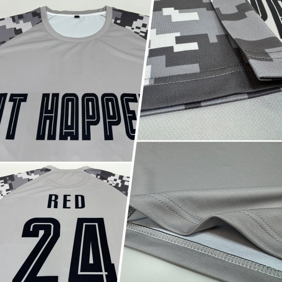 Custom Soccer Sublimation Black-Camo Uniform Jersey Gray Custom Soccer Sublimation Black-Camo Uniform Jersey Gray