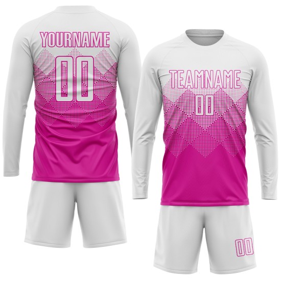 Soccer White Custom Deep Jersey Pink Sublimation Uniform Soccer White Custom Deep Jersey Pink Sublimation Uniform