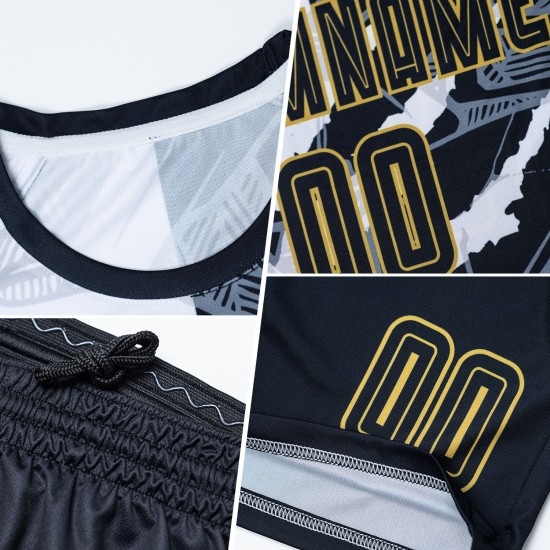 Jersey Soccer Graffiti Black-Old Scratch Sublimation Gold Pattern Uniform Custom Jersey Soccer Graffiti Black-Old Scratch Sublimation Gold Pattern Uniform Custom