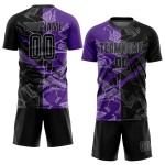 Sublimation Graffiti Jersey Black Pattern Purple-Gray Uniform Soccer Custom Scratch Sublimation Graffiti Jersey Black Pattern Purple-Gray Uniform Soccer Custom Scratch