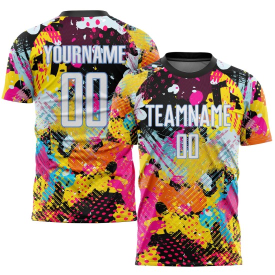 Custom Blue White-Light Sublimation Graffiti Jersey Soccer Uniform Pattern Custom Blue White-Light Sublimation Graffiti Jersey Soccer Uniform Pattern
