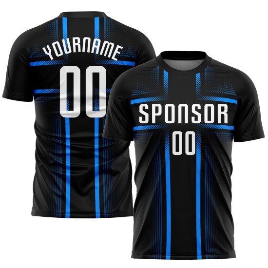 White-Light Black Uniform Jersey Blue Sublimation Custom Soccer White-Light Black Uniform Jersey Blue Sublimation Custom Soccer