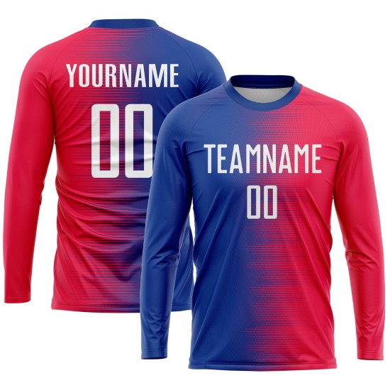 Red Sublimation Custom Uniform Jersey Soccer White-Royal Red Sublimation Custom Uniform Jersey Soccer White-Royal
