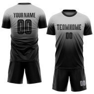 Custom Soccer Black Fashion Sublimation Fade Jersey Uniform Gray Custom Soccer Black Fashion Sublimation Fade Jersey Uniform Gray