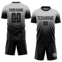 Custom Soccer Black Fashion Sublimation Fade Jersey Uniform Gray Custom Soccer Black Fashion Sublimation Fade Jersey Uniform Gray