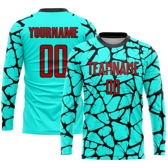 Sublimation Red-Black Soccer Uniform Jersey Aqua Custom Sublimation Red-Black Soccer Uniform Jersey Aqua Custom