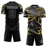 Black Jersey Soccer Sublimation Black-Gold Custom Uniform Black Jersey Soccer Sublimation Black-Gold Custom Uniform