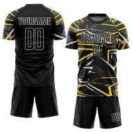 Black Jersey Soccer Sublimation Black-Gold Custom Uniform Black Jersey Soccer Sublimation Black-Gold Custom Uniform