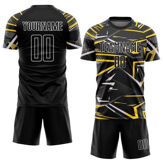 Black Jersey Soccer Sublimation Black-Gold Custom Uniform Black Jersey Soccer Sublimation Black-Gold Custom Uniform