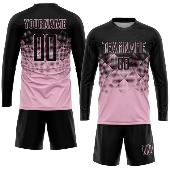 Custom Light Pink Uniform Black Jersey Sublimation Soccer Custom Light Pink Uniform Black Jersey Sublimation Soccer