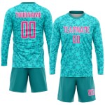 Custom Sublimation Jersey Soccer Aqua Uniform Pink-White Custom Sublimation Jersey Soccer Aqua Uniform Pink-White