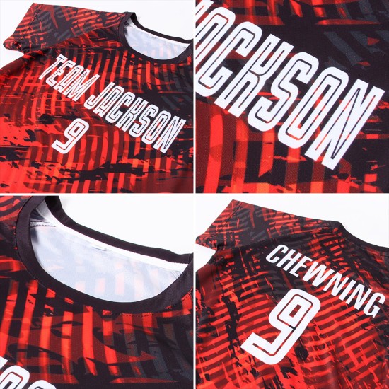 Jersey Red Custom Sublimation White-Black Soccer Uniform Jersey Red Custom Sublimation White-Black Soccer Uniform