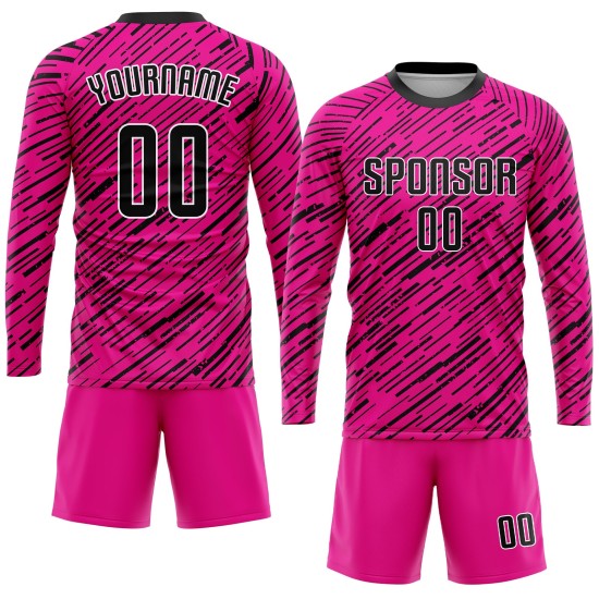 Custom Soccer Jersey Pink Uniform Sublimation Black-White Custom Soccer Jersey Pink Uniform Sublimation Black-White