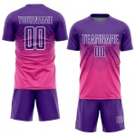 Sublimation Soccer Jersey Purple-White Custom Pink Uniform Sublimation Soccer Jersey Purple-White Custom Pink Uniform