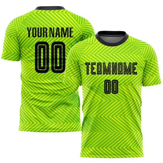 Soccer Black Jersey Neon Uniform Sublimation Custom Green Soccer Black Jersey Neon Uniform Sublimation Custom Green