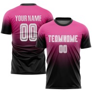 Custom Fade Jersey Soccer Fashion White-Black Uniform Pink Sublimation Custom Fade Jersey Soccer Fashion White-Black Uniform Pink Sublimation