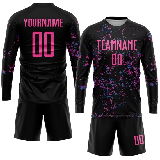 Custom Pink-Light Sublimation Black Jersey Blue Uniform Soccer Custom Pink-Light Sublimation Black Jersey Blue Uniform Soccer
