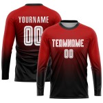 Jersey Soccer Uniform Custom Red Fade Fashion Sublimation White-Black Jersey Soccer Uniform Custom Red Fade Fashion Sublimation White-Black