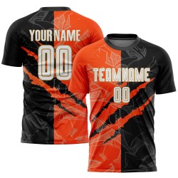 Uniform Pattern Custom Black Gold Soccer Graffiti Scratch Orange-Old White Sublimation Jersey Uniform Pattern Custom Black Gold Soccer Graffiti Scratch Orange-Old White Sublimation Jersey