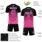 Black-LIght Sublimation Custom Jersey Soccer Uniform Pink Shape Blue Gradient Square Black-LIght Sublimation Custom Jersey Soccer Uniform Pink Shape Blue Gradient Square