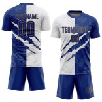 Soccer Graffiti Sublimation Jersey Gold Scratch White-Old Pattern Uniform Custom Royal Soccer Graffiti Sublimation Jersey Gold Scratch White-Old Pattern Uniform Custom Royal