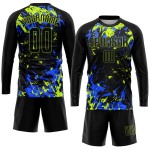 Black Jersey Green-Royal Soccer Neon Uniform Sublimation Custom Black Black Jersey Green-Royal Soccer Neon Uniform Sublimation Custom Black