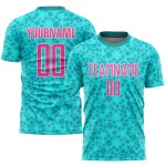 Custom Sublimation Jersey Soccer Aqua Uniform Pink-White Custom Sublimation Jersey Soccer Aqua Uniform Pink-White