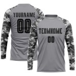 Custom Soccer Sublimation Black-Camo Uniform Jersey Gray Custom Soccer Sublimation Black-Camo Uniform Jersey Gray