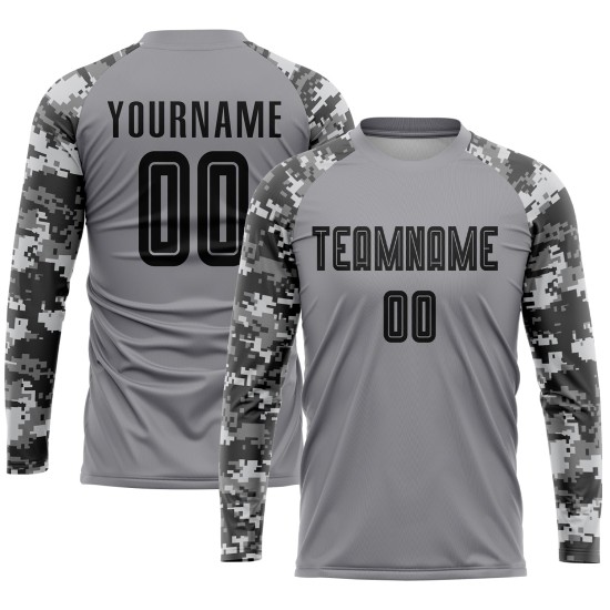 Custom Soccer Sublimation Black-Camo Uniform Jersey Gray Custom Soccer Sublimation Black-Camo Uniform Jersey Gray