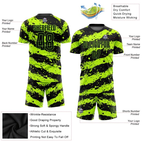 Jersey Green Neon Soccer Custom Uniform Black Sublimation Jersey Green Neon Soccer Custom Uniform Black Sublimation
