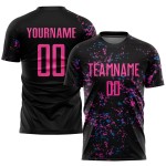 Custom Pink-Light Sublimation Black Jersey Blue Uniform Soccer Custom Pink-Light Sublimation Black Jersey Blue Uniform Soccer