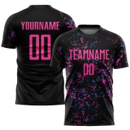Custom Pink-Light Sublimation Black Jersey Blue Uniform Soccer Custom Pink-Light Sublimation Black Jersey Blue Uniform Soccer