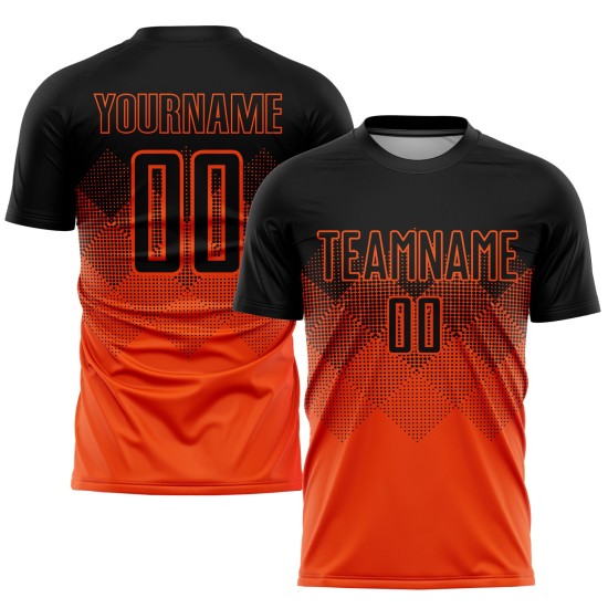 Black Gradient Custom Shape Orange Soccer Jersey Sublimation Square Uniform Black Gradient Custom Shape Orange Soccer Jersey Sublimation Square Uniform