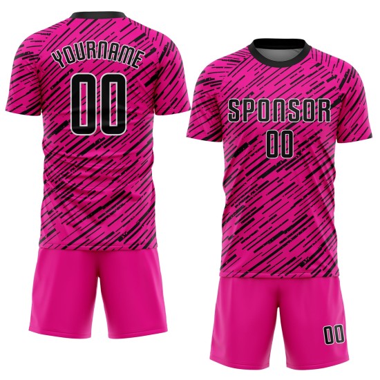 Custom Soccer Jersey Pink Uniform Sublimation Black-White Custom Soccer Jersey Pink Uniform Sublimation Black-White
