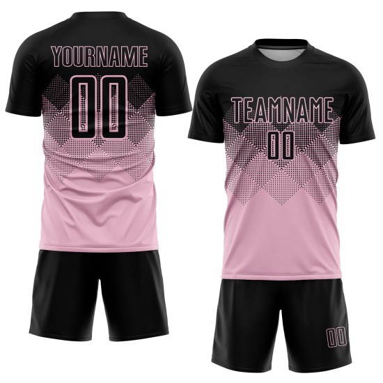 Custom Light Pink Uniform Black Jersey Sublimation Soccer Custom Light Pink Uniform Black Jersey Sublimation Soccer