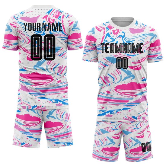 Uniform Figure Sublimation Soccer Jersey Black-Pink Custom Uniform Figure Sublimation Soccer Jersey Black-Pink Custom