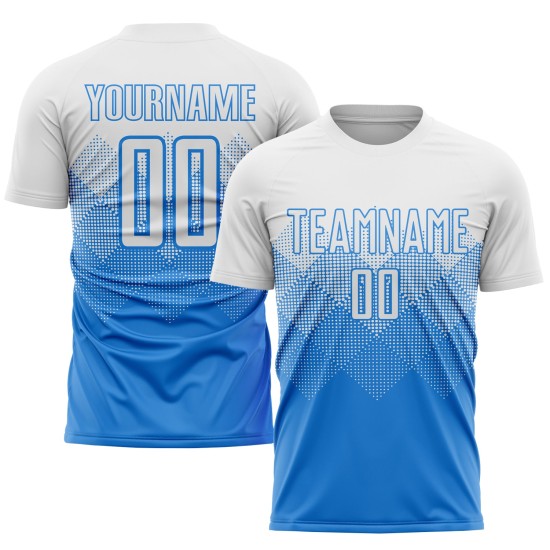 Uniform White Blue Powder Jersey Soccer Custom Sublimation Uniform White Blue Powder Jersey Soccer Custom Sublimation