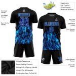 Royal-Light Black Blue Custom Soccer Sublimation Flame Uniform Jersey Royal-Light Black Blue Custom Soccer Sublimation Flame Uniform Jersey